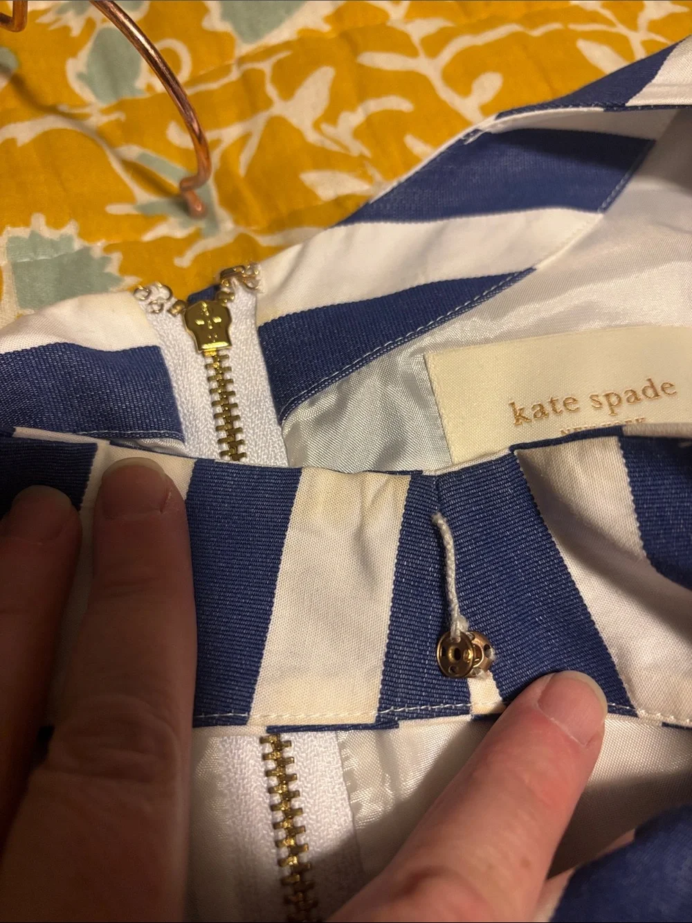 Kate Spade Jillian Dress Bow Blue White Striped Retro Lined Sleeveless